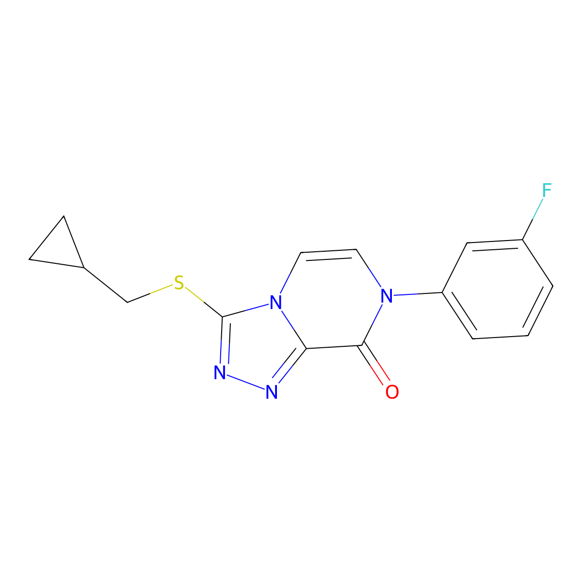 3-[(cyclopropylmethyl)sulfanyl]-7-(3-fluorophenyl)-7H,8H-[1,2,4]triazolo[4,3-a]pyrazin-8-one molecular structure, CAS 2741949-19-7