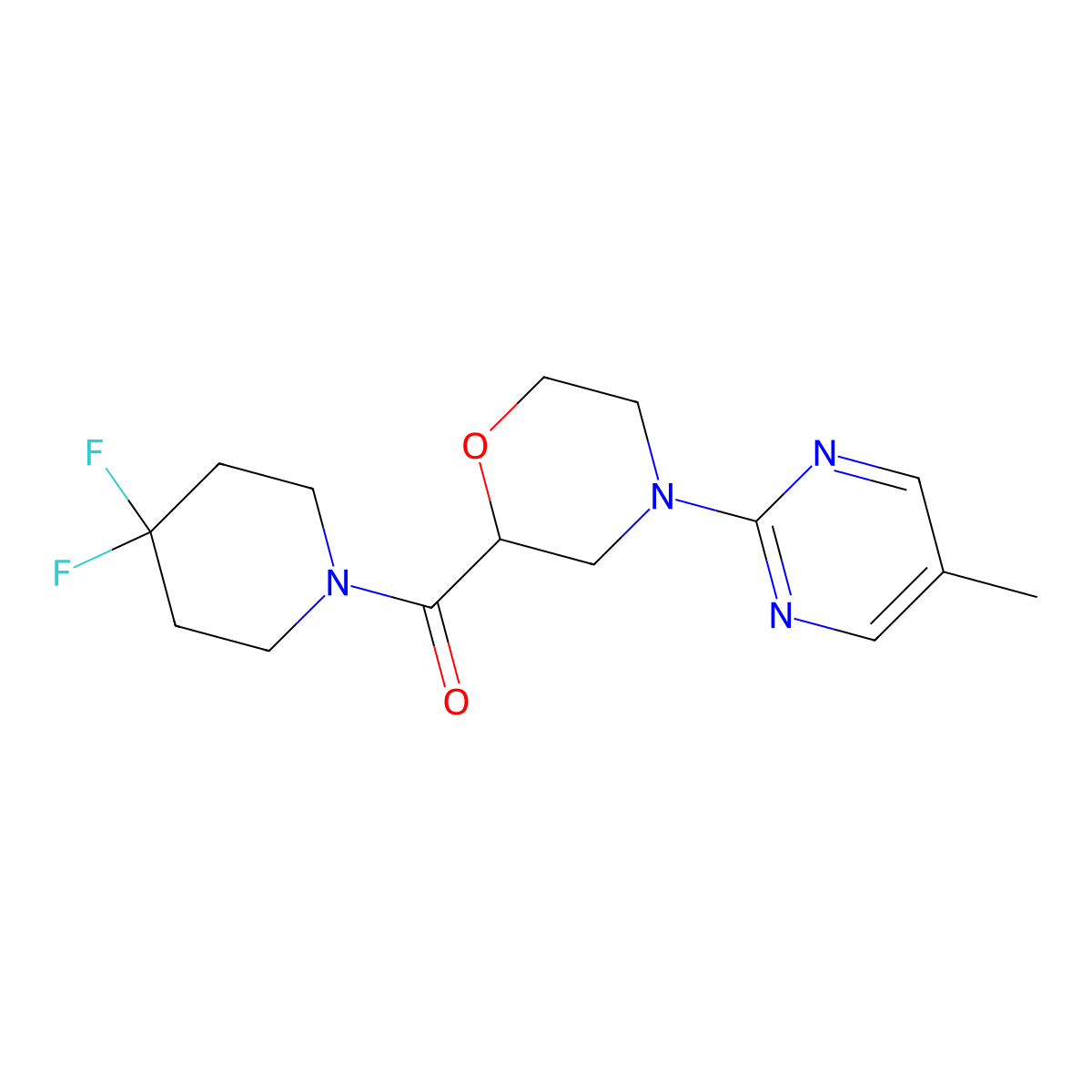 2-(4,4-Difluoropiperidine-1-carbonyl)-4-(5-methylpyrimidin-2-yl)morpholine molecular structure, CAS 2741949-21-1