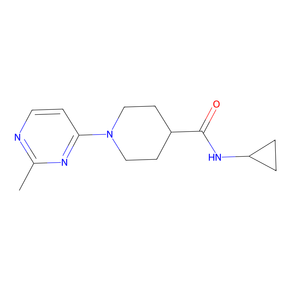 N-cyclopropyl-1-(2-methylpyrimidin-4-yl)piperidine-4-carboxamide molecular structure, CAS 2741949-27-7