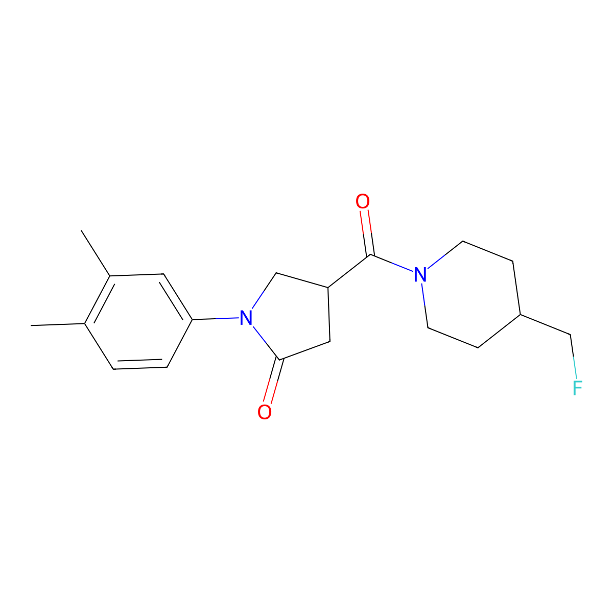 1-(3,4-Dimethylphenyl)-4-[4-(fluoromethyl)piperidine-1-carbonyl]pyrrolidin-2-one molecular structure, CAS 2741949-33-5