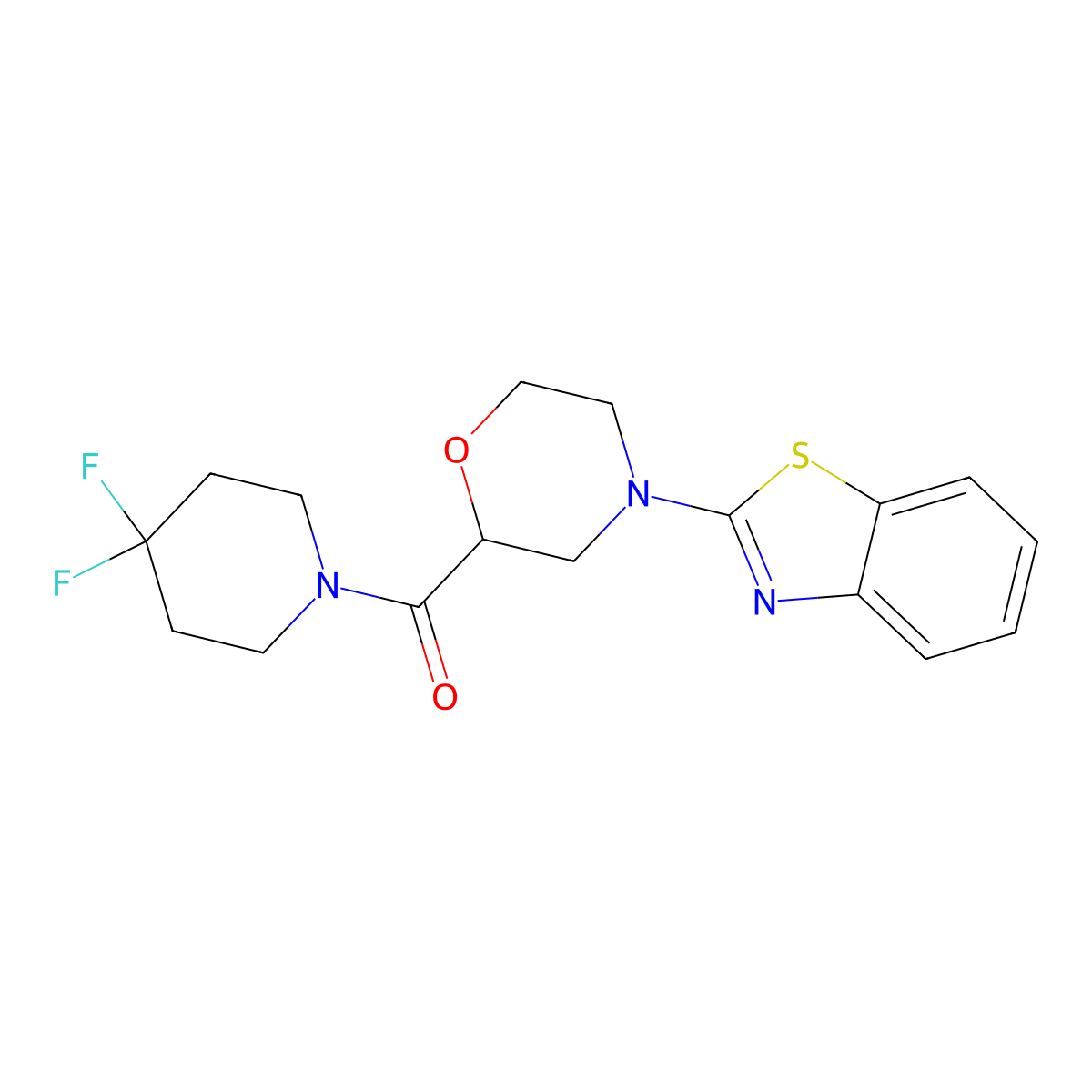 2-[2-(4,4-Difluoropiperidine-1-carbonyl)morpholin-4-yl]-1,3-benzothiazole molecular structure, CAS 2741949-34-6