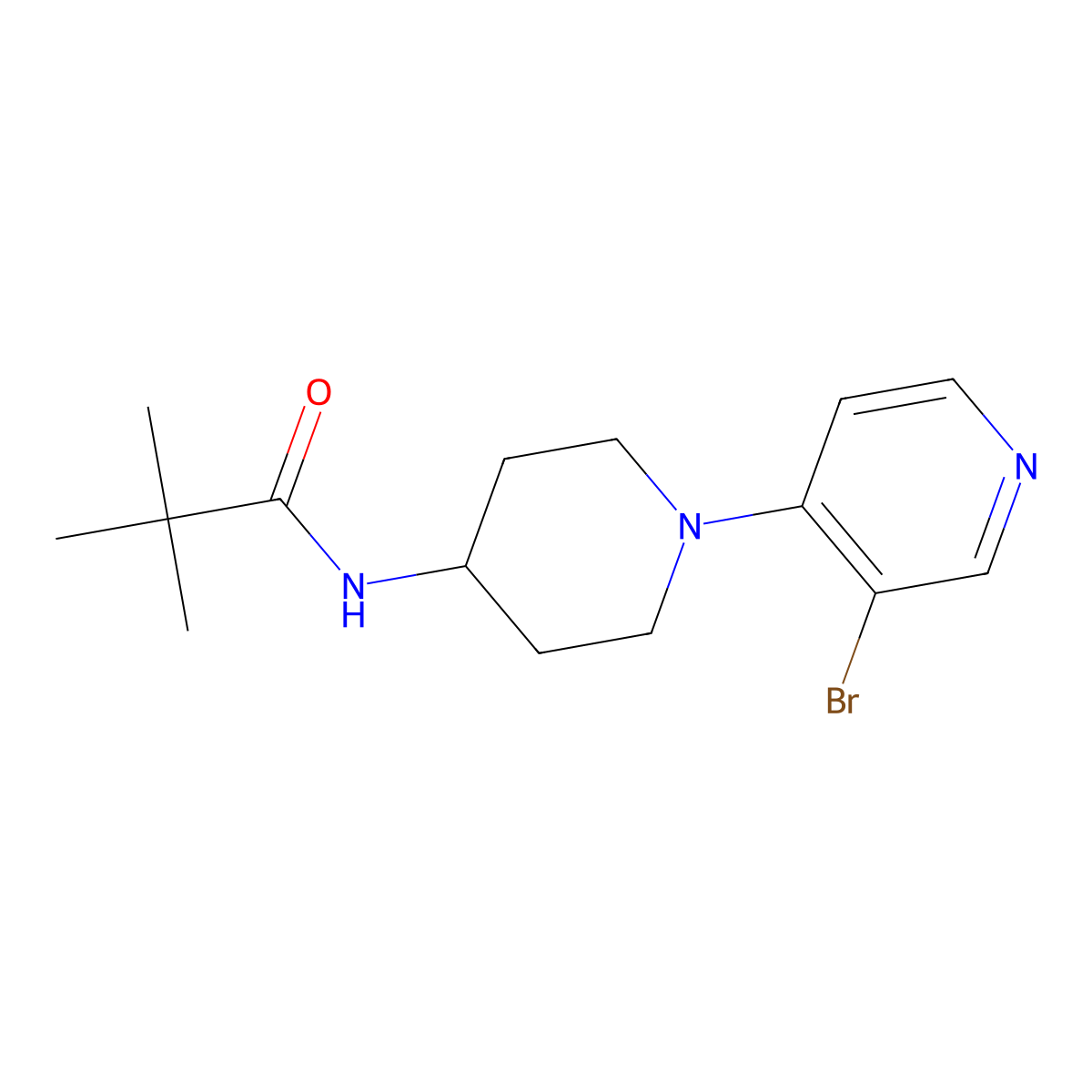 N-[1-(3-bromopyridin-4-yl)piperidin-4-yl]-2,2-dimethylpropanamide molecular structure, CAS 2741949-35-7