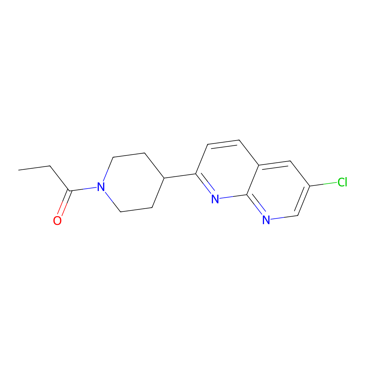 1-[4-(6-Chloro-1,8-naphthyridin-2-yl)piperidin-1-yl]propan-1-one molecular structure, CAS 2741949-36-8