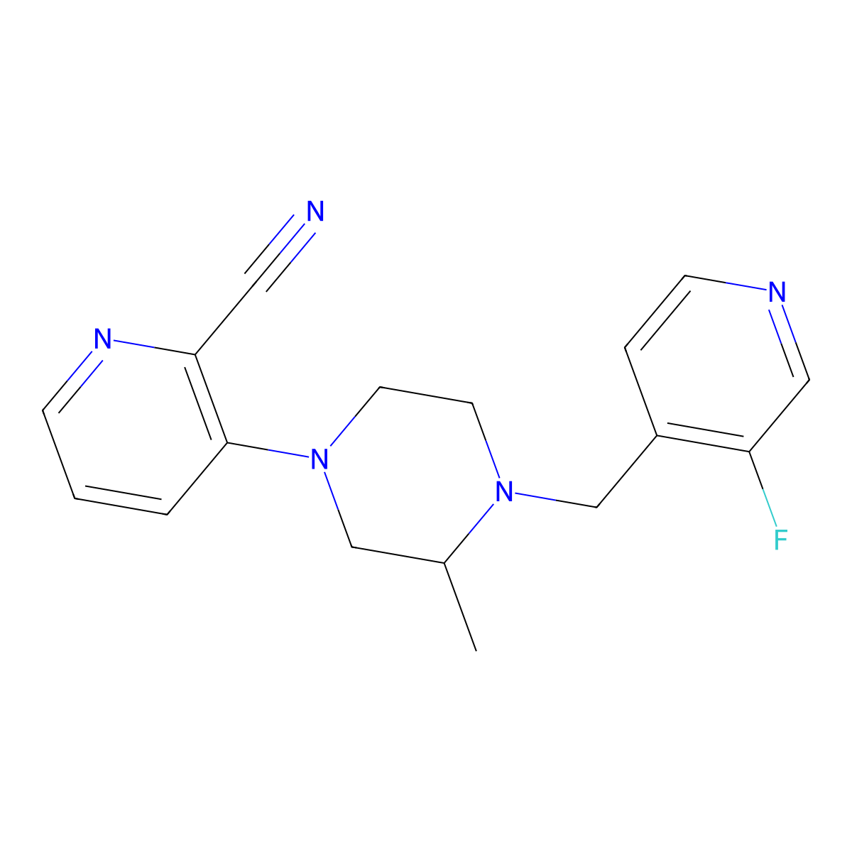 3-{4-[(3-Fluoropyridin-4-yl)methyl]-3-methylpiperazin-1-yl}pyridine-2-carbonitrile molecular structure, CAS 2741949-46-0