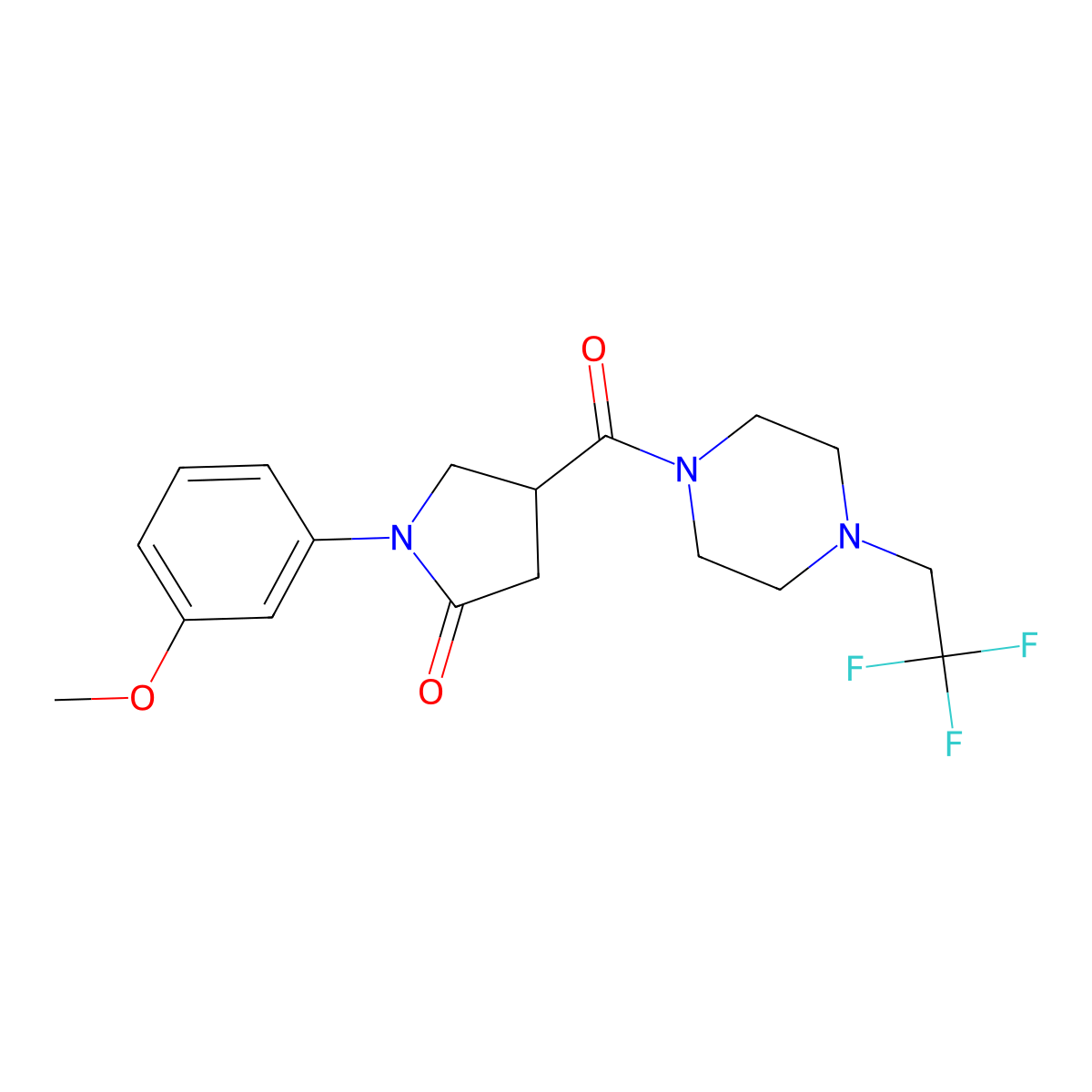 1-(3-Methoxyphenyl)-4-[4-(2,2,2-trifluoroethyl)piperazine-1-carbonyl]pyrrolidin-2-one molecular structure, CAS 2741953-90-0
