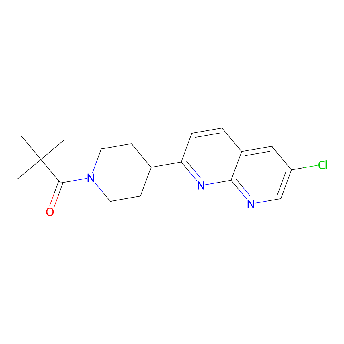 1-[4-(6-Chloro-1,8-naphthyridin-2-yl)piperidin-1-yl]-2,2-dimethylpropan-1-one molecular structure, CAS 2741953-98-8