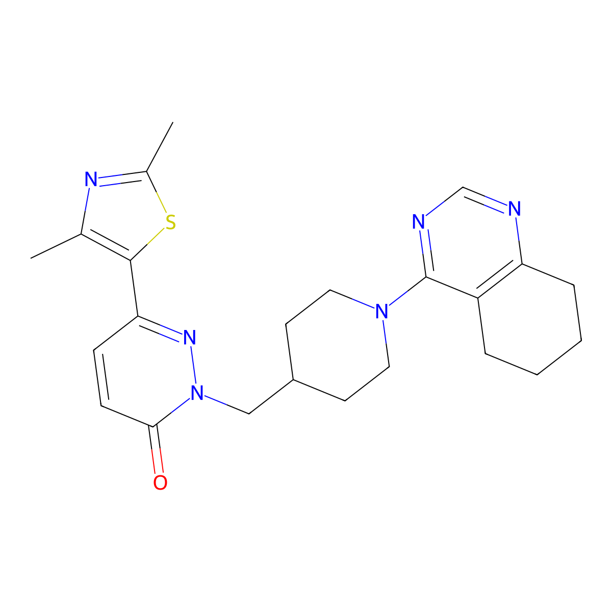 6-(2,4-Dimethyl-1,3-thiazol-5-yl)-2-{[1-(5,6,7,8-tetrahydroquinazolin-4-yl)piperidin-4-yl]methyl}-2,3-dihydropyridazin-3-one molecular structure, CAS 2741953-99-9