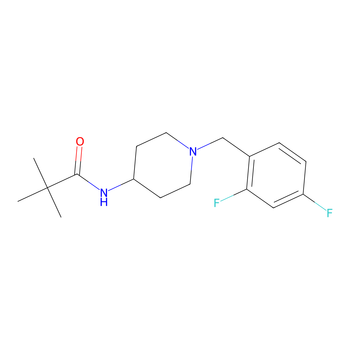 N-{1-[(2,4-difluorophenyl)methyl]piperidin-4-yl}-2,2-dimethylpropanamide molecular structure, CAS 2741954-05-0