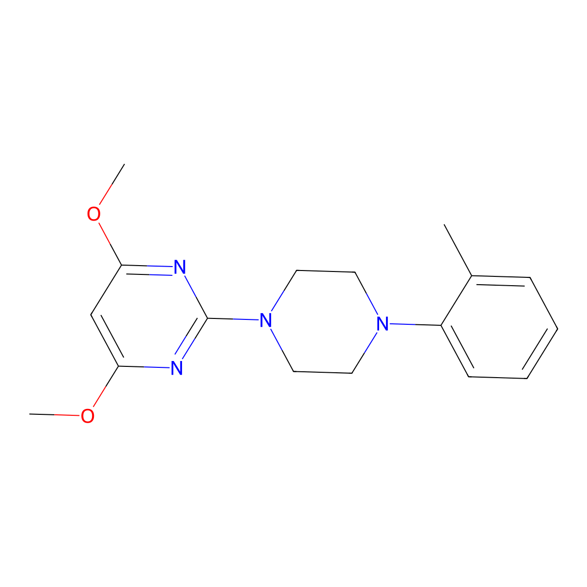 4,6-Dimethoxy-2-[4-(2-methylphenyl)piperazin-1-yl]pyrimidine molecular structure, CAS 2741954-15-2