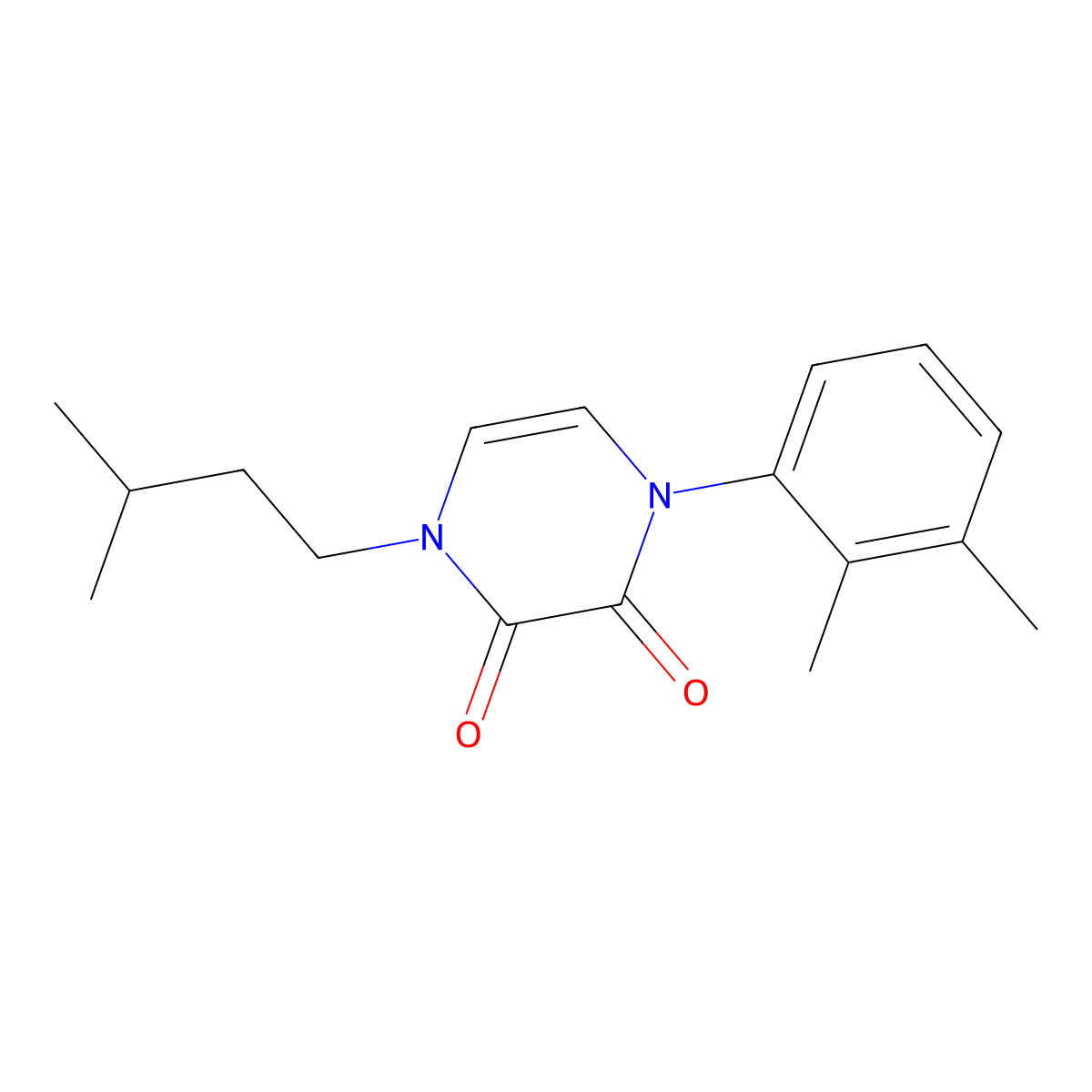 1-(2,3-Dimethylphenyl)-4-(3-methylbutyl)-1,2,3,4-tetrahydropyrazine-2,3-dione molecular structure, CAS 2741954-18-5