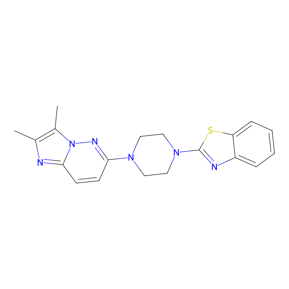 2-(4-{2,3-Dimethylimidazo[1,2-b]pyridazin-6-yl}piperazin-1-yl)-1,3-benzothiazole molecular structure, CAS 2741954-22-1