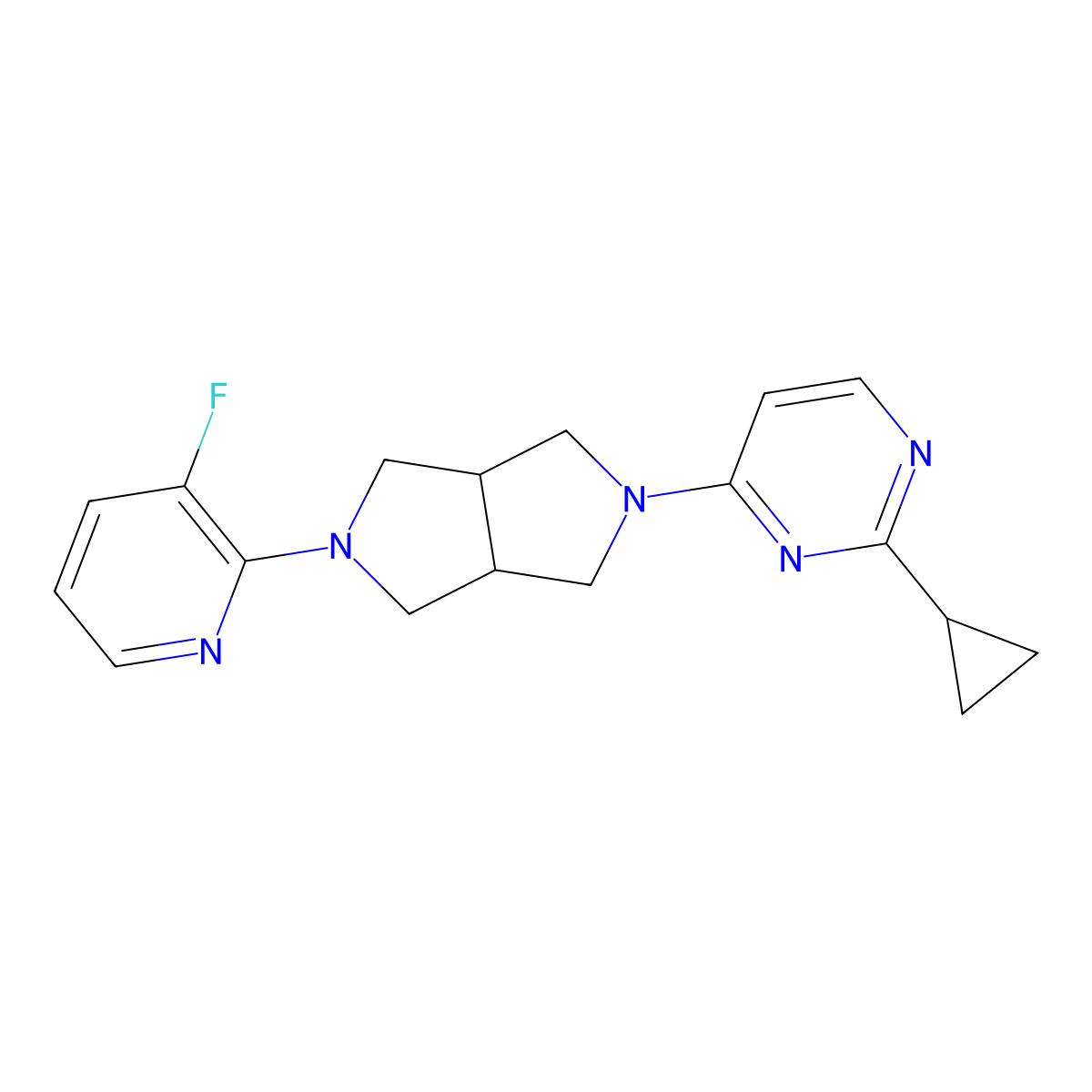2-Cyclopropyl-4-[5-(3-fluoropyridin-2-yl)-octahydropyrrolo[3,4-c]pyrrol-2-yl]pyrimidine molecular structure, CAS 2741954-23-2