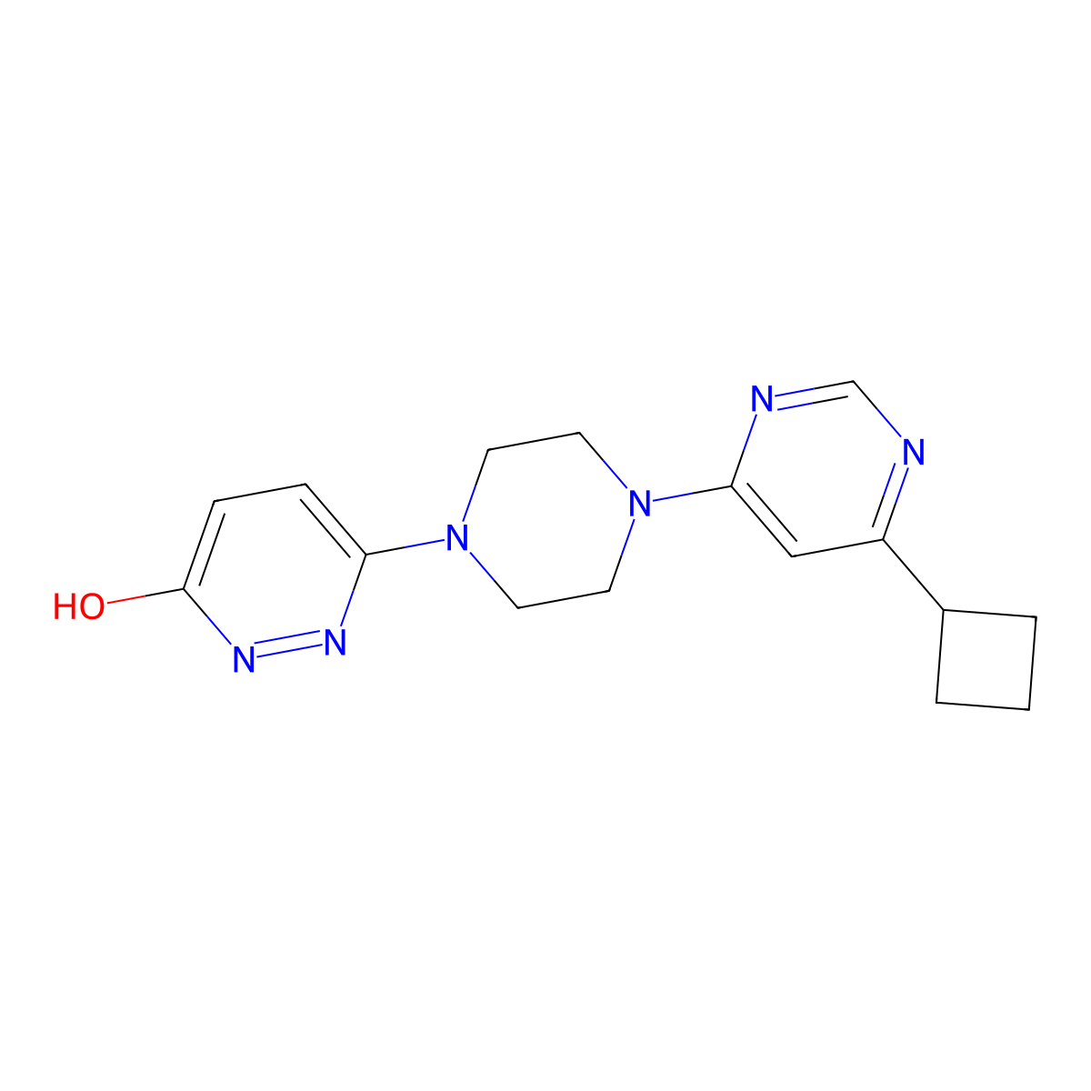 6-[4-(6-Cyclobutylpyrimidin-4-yl)piperazin-1-yl]pyridazin-3-ol molecular structure, CAS 2741954-25-4