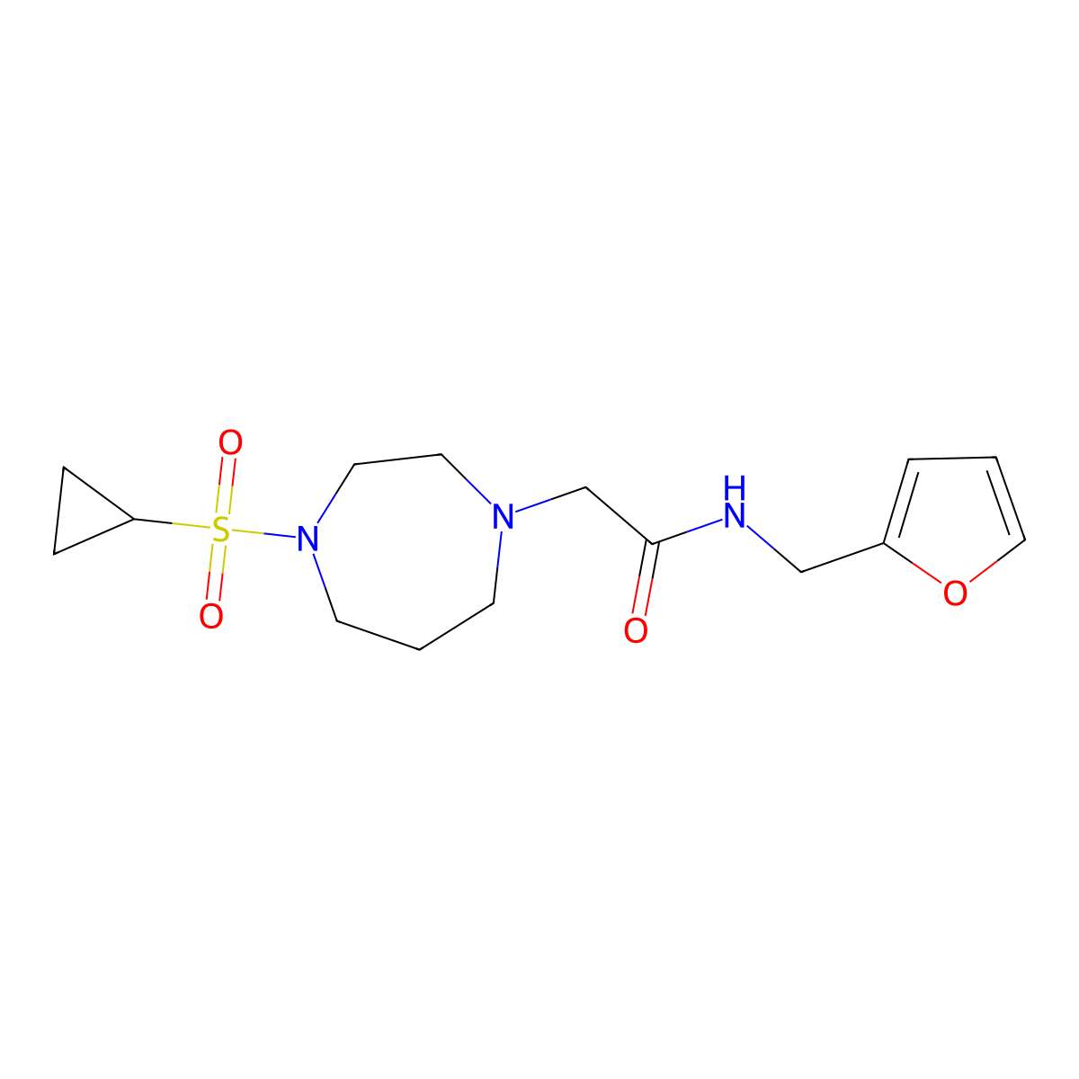 2-[4-(cyclopropanesulfonyl)-1,4-diazepan-1-yl]-N-[(furan-2-yl)methyl]acetamide molecular structure, CAS 2741954-29-8