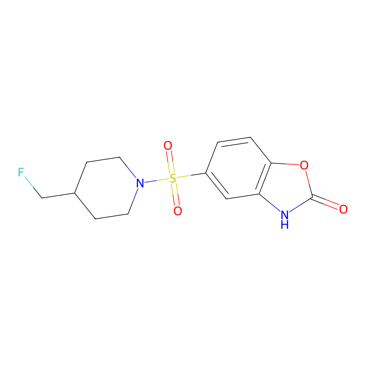 5-{[4-(Fluoromethyl)piperidin-1-yl]sulfonyl}-2,3-dihydro-1,3-benzoxazol-2-one molecular structure, CAS 2741954-30-1