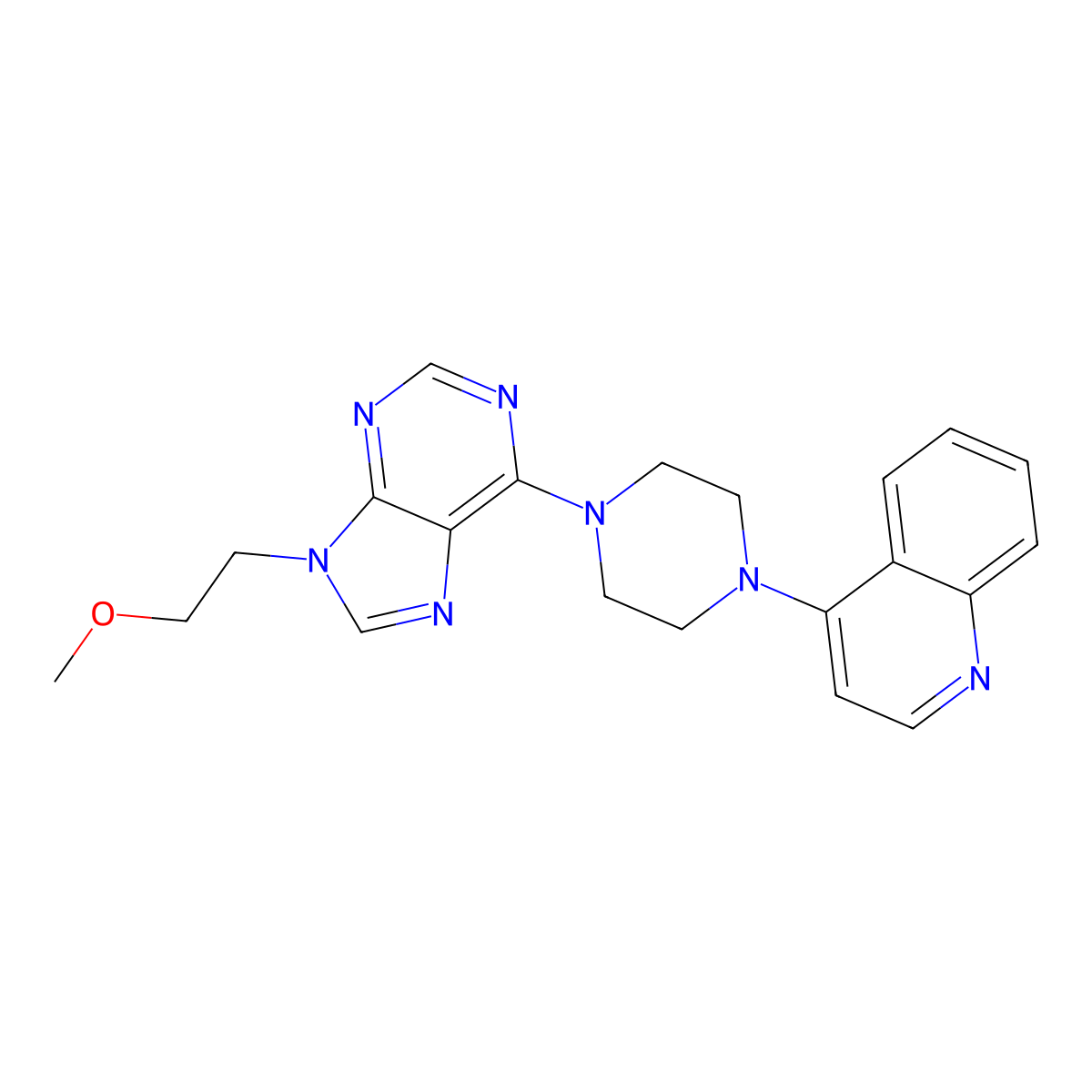 4-{4-[9-(2-methoxyethyl)-9H-purin-6-yl]piperazin-1-yl}quinoline molecular structure, CAS 2741954-35-6