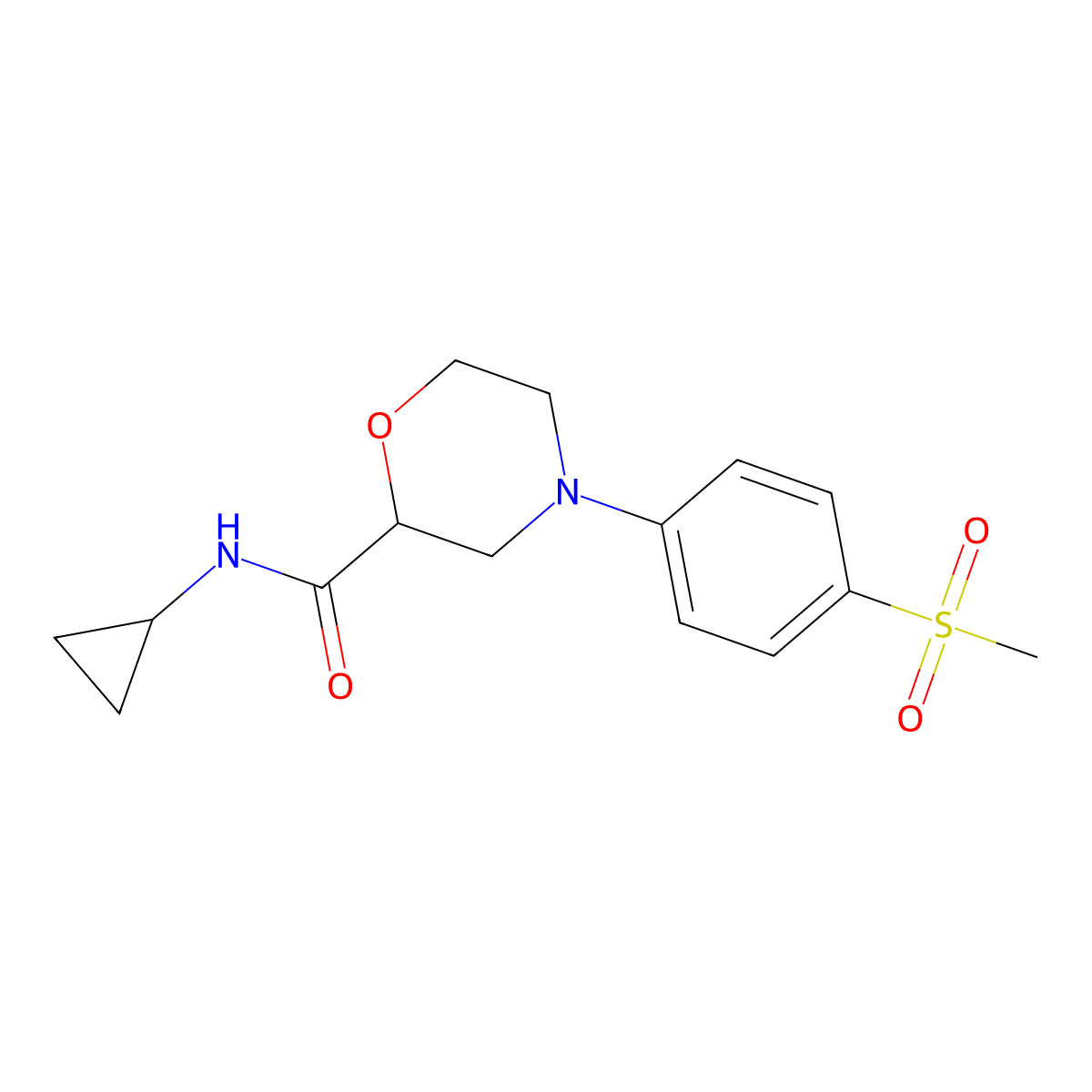N-cyclopropyl-4-(4-methanesulfonylphenyl)morpholine-2-carboxamide molecular structure, CAS 2741954-40-3