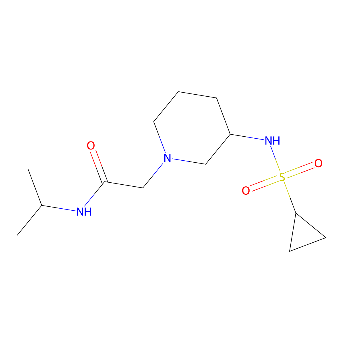 2-(3-cyclopropanesulfonamidopiperidin-1-yl)-N-(propan-2-yl)acetamide molecular structure, CAS 2741954-44-7