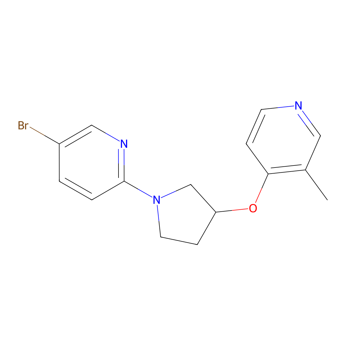 5-Bromo-2-{3-[(3-methylpyridin-4-yl)oxy]pyrrolidin-1-yl}pyridine molecular structure, CAS 2741954-46-9