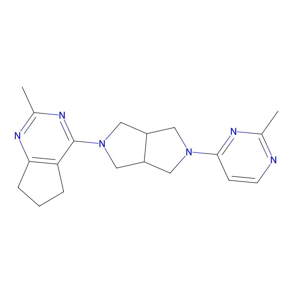 2-methyl-4-(5-{2-methyl-5H,6H,7H-cyclopenta[d]pyrimidin-4-yl}-octahydropyrrolo[3,4-c]pyrrol-2-yl)pyrimidine molecular structure, CAS 2741954-51-6