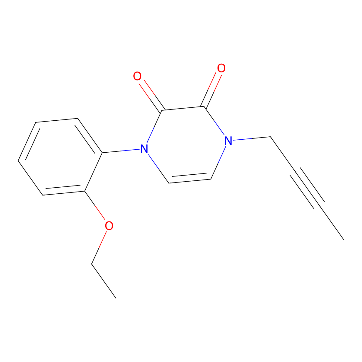 1-(But-2-yn-1-yl)-4-(2-ethoxyphenyl)-1,2,3,4-tetrahydropyrazine-2,3-dione molecular structure, CAS 2741954-56-1