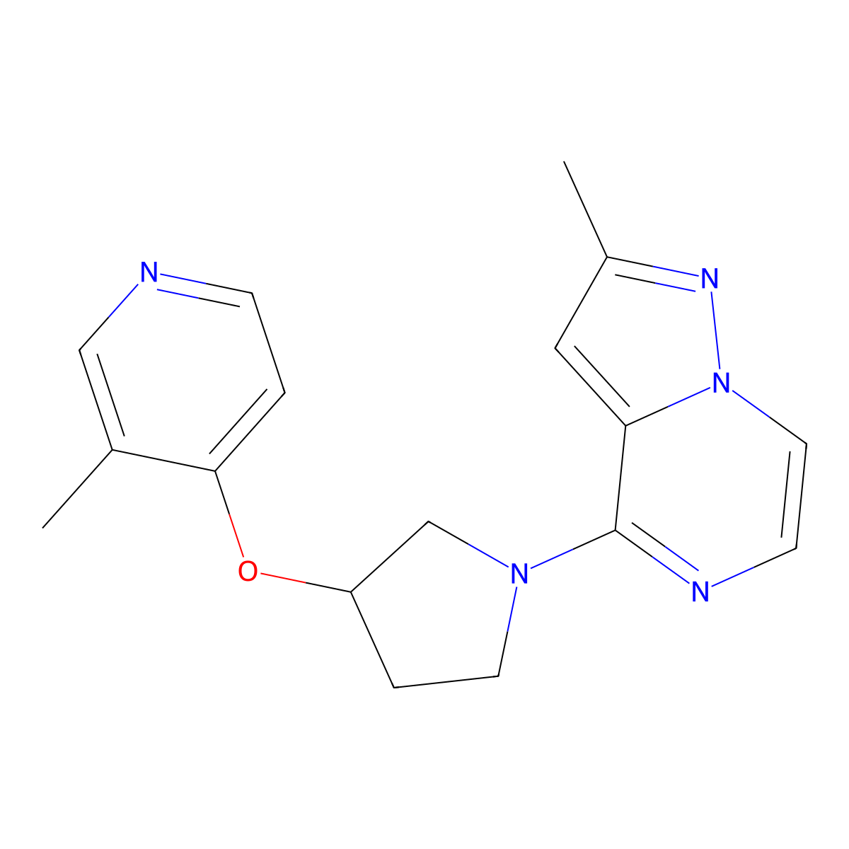 3-Methyl-4-[(1-{2-methylpyrazolo[1,5-a]pyrazin-4-yl}pyrrolidin-3-yl)oxy]pyridine molecular structure, CAS 2741954-65-2