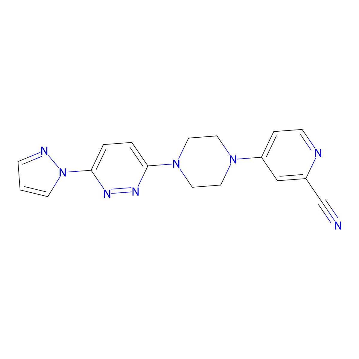 4-{4-[6-(1H-pyrazol-1-yl)pyridazin-3-yl]piperazin-1-yl}pyridine-2-carbonitrile molecular structure, CAS 2741954-66-3