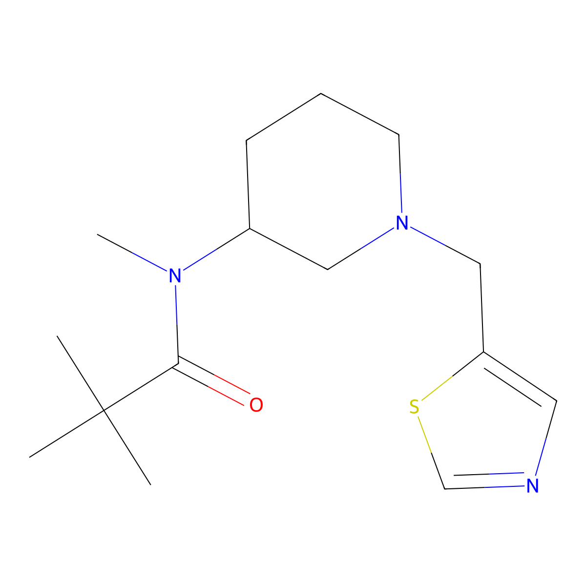 N,2,2-trimethyl-N-{1-[(1,3-thiazol-5-yl)methyl]piperidin-3-yl}propanamide molecular structure, CAS 2741954-68-5