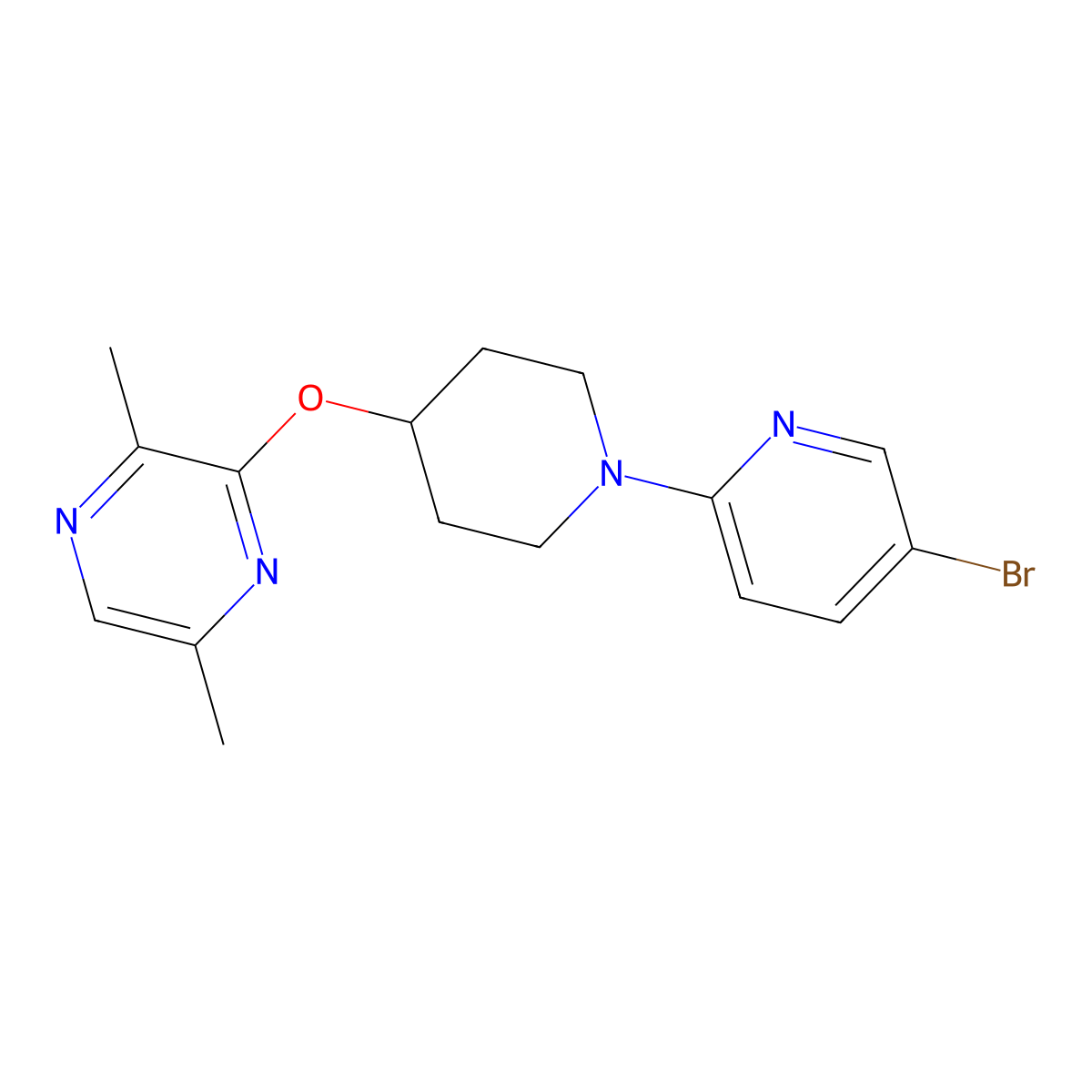3-{[1-(5-Bromopyridin-2-yl)piperidin-4-yl]oxy}-2,5-dimethylpyrazine molecular structure, CAS 2741954-77-6