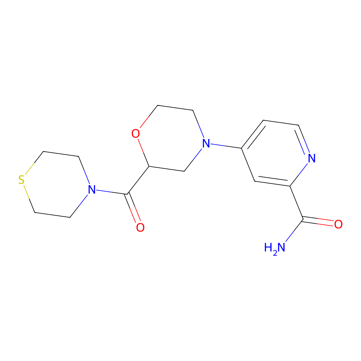 4-[2-(Thiomorpholine-4-carbonyl)morpholin-4-yl]pyridine-2-carboxamide molecular structure, CAS 2741954-82-3