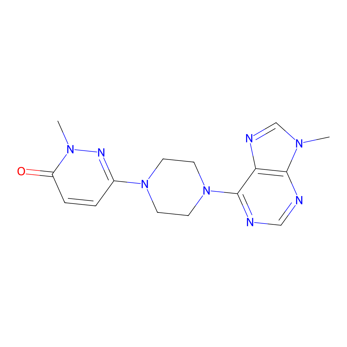 2-methyl-6-[4-(9-methyl-9H-purin-6-yl)piperazin-1-yl]-2,3-dihydropyridazin-3-one molecular structure, CAS 2741954-83-4