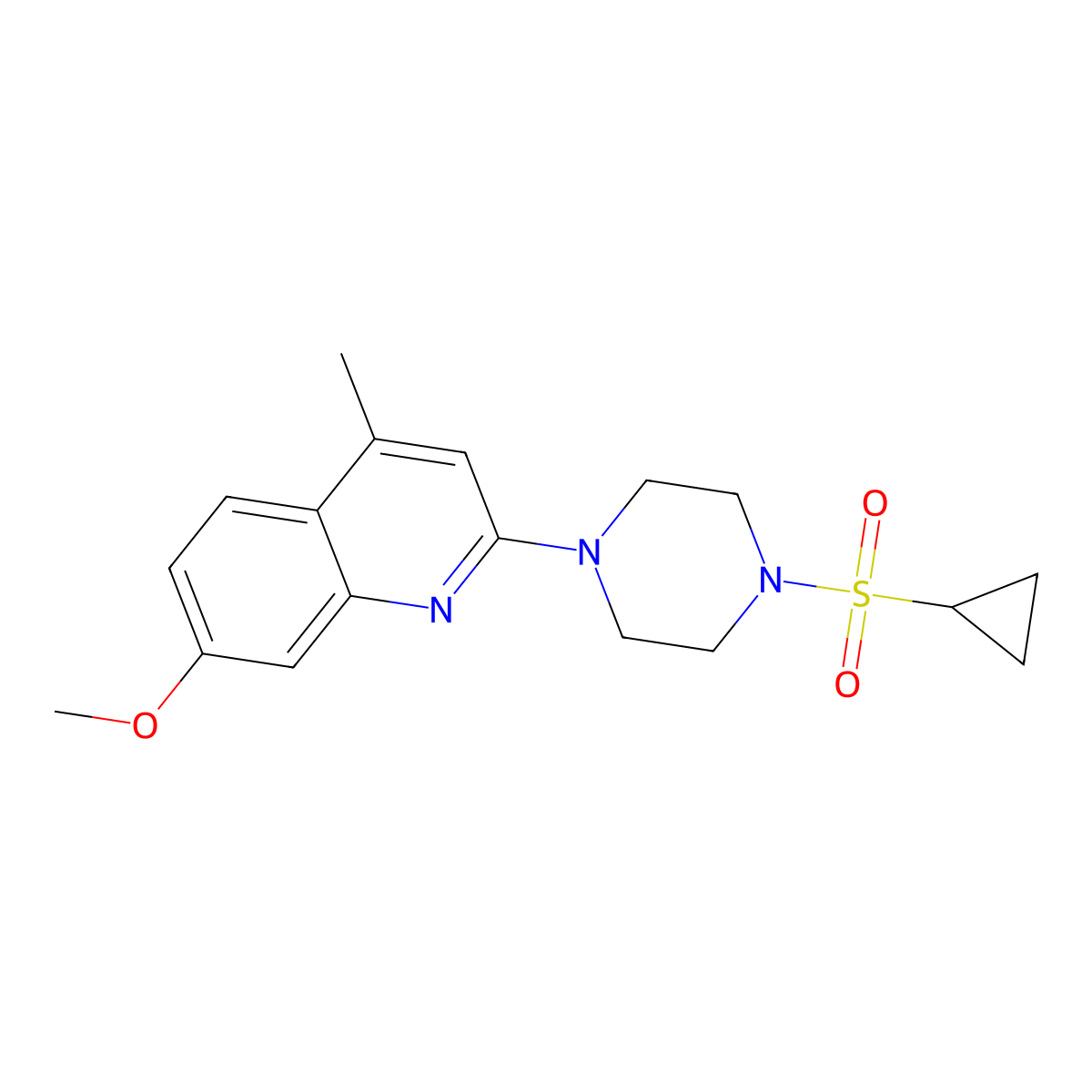 2-[4-(Cyclopropanesulfonyl)piperazin-1-yl]-7-methoxy-4-methylquinoline molecular structure, CAS 2741954-99-2
