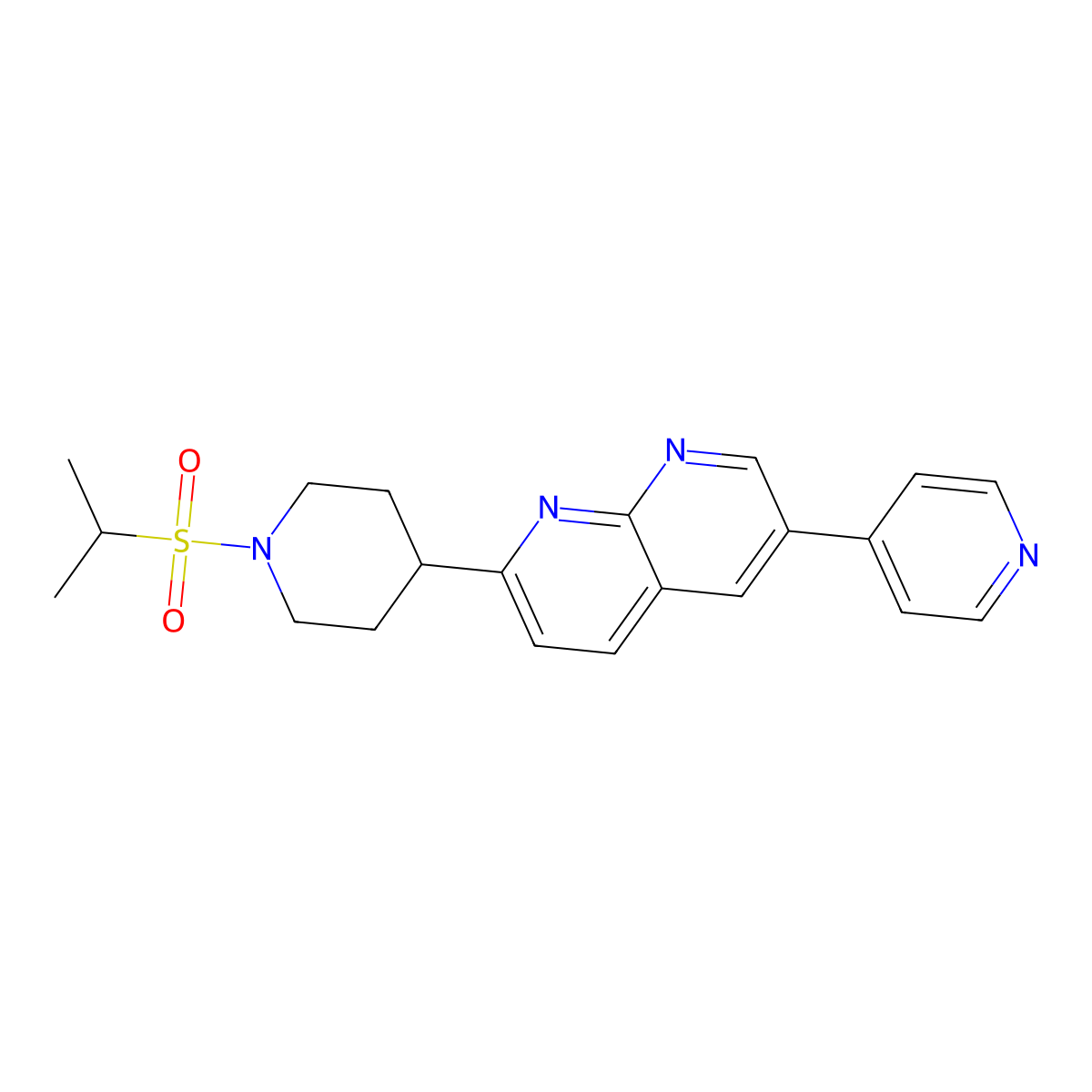 2-[1-(Propane-2-sulfonyl)piperidin-4-yl]-6-(pyridin-4-yl)-1,8-naphthyridine molecular structure, CAS 2741955-02-0
