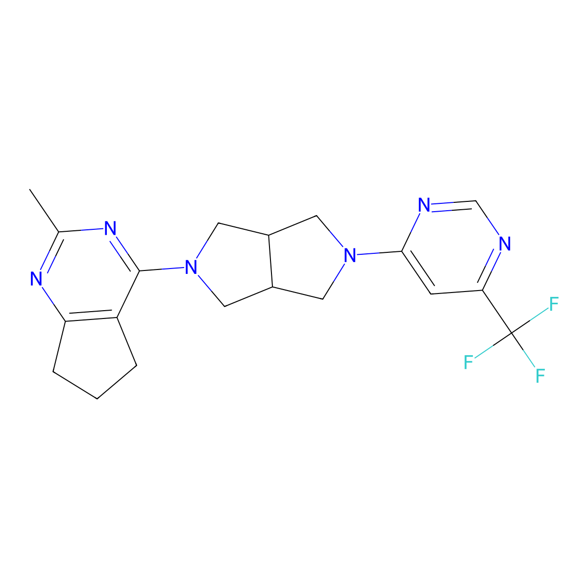 4-(5-{2-methyl-5H,6H,7H-cyclopenta[d]pyrimidin-4-yl}-octahydropyrrolo[3,4-c]pyrrol-2-yl)-6-(trifluoromethyl)pyrimidine molecular structure, CAS 2741955-03-1