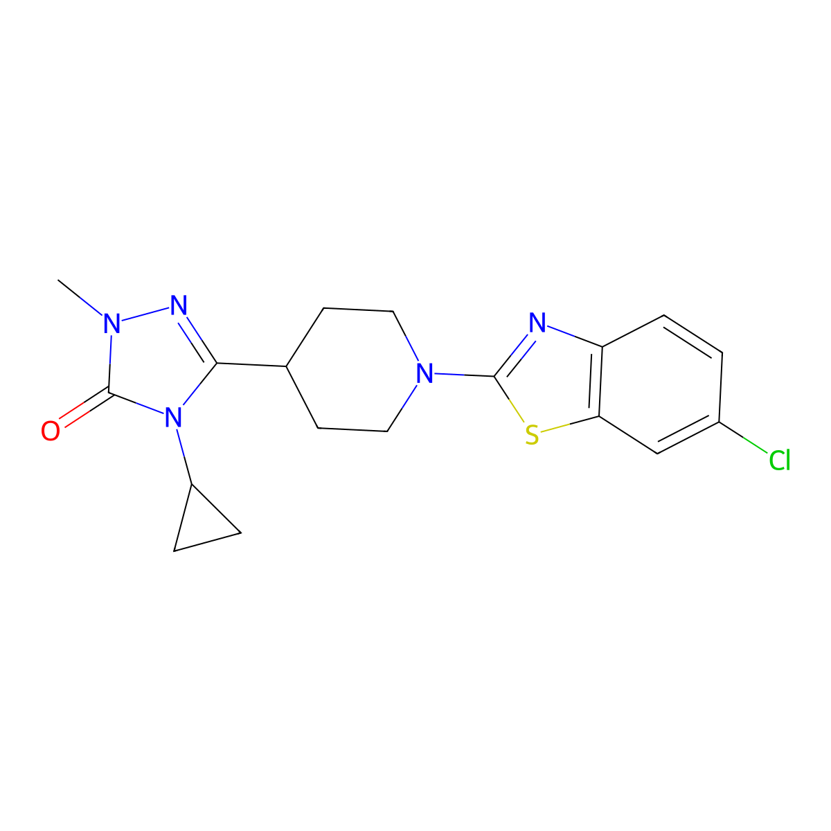 3-[1-(6-chloro-1,3-benzothiazol-2-yl)piperidin-4-yl]-4-cyclopropyl-1-methyl-4,5-dihydro-1H-1,2,4-triazol-5-one molecular structure, CAS 2741955-11-1