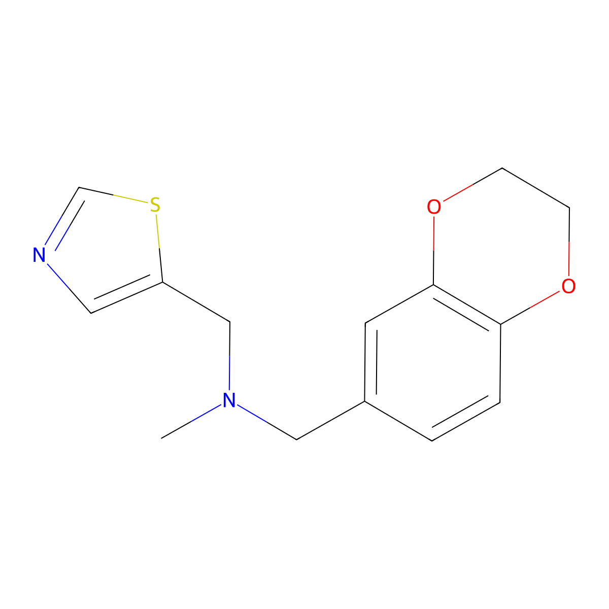 [(2,3-Dihydro-1,4-benzodioxin-6-yl)methyl](methyl)[(1,3-thiazol-5-yl)methyl]amine molecular structure, CAS 2741955-16-6