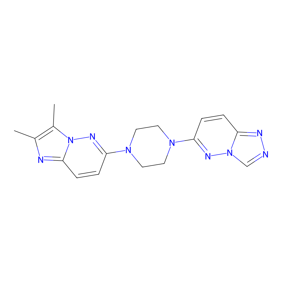 1-{2,3-Dimethylimidazo[1,2-b]pyridazin-6-yl}-4-{[1,2,4]triazolo[4,3-b]pyridazin-6-yl}piperazine molecular structure, CAS 2741955-19-9