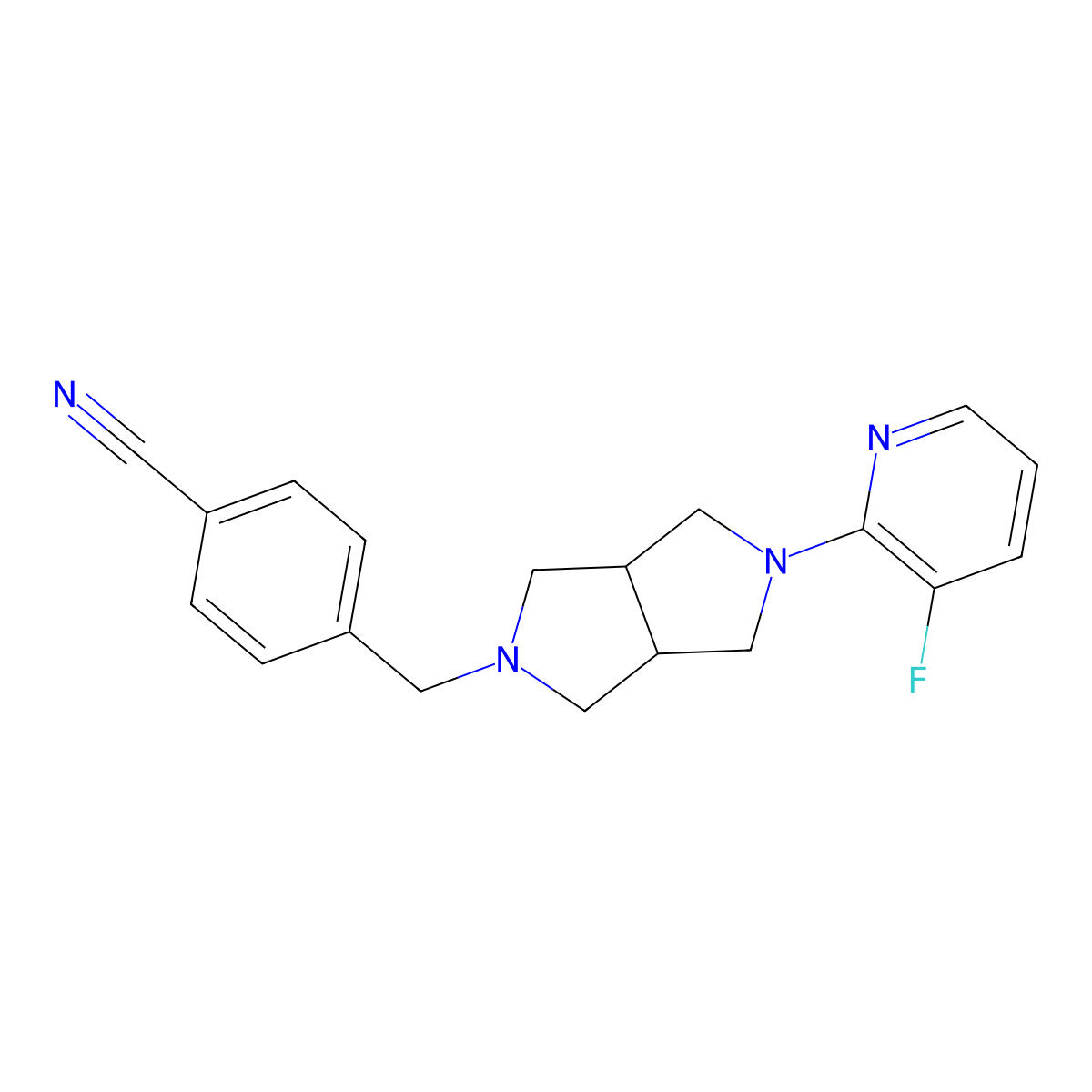 4-{[5-(3-Fluoropyridin-2-yl)-octahydropyrrolo[3,4-c]pyrrol-2-yl]methyl}benzonitrile molecular structure, CAS 2741955-20-2