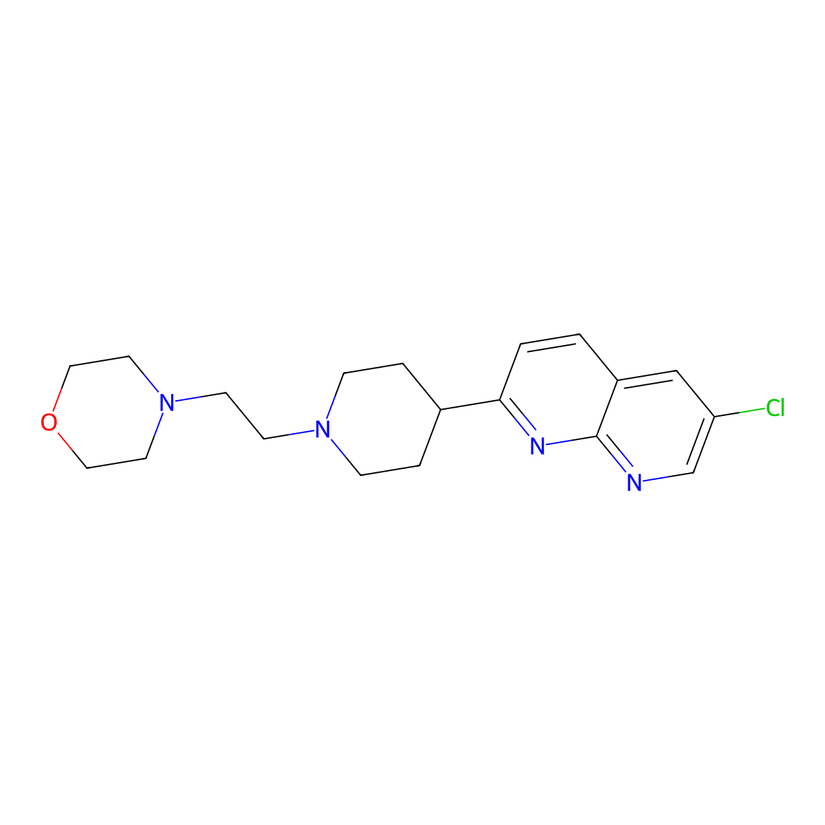 6-Chloro-2-{1-[2-(morpholin-4-yl)ethyl]piperidin-4-yl}-1,8-naphthyridine molecular structure, CAS 2741955-24-6