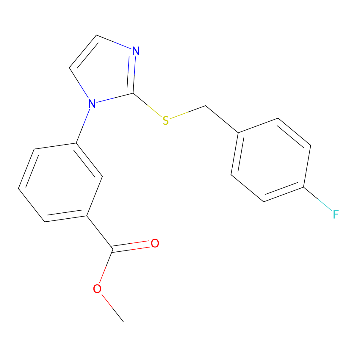 methyl 3-(2-{[(4-fluorophenyl)methyl]sulfanyl}-1H-imidazol-1-yl)benzoate molecular structure, CAS 2741955-27-9