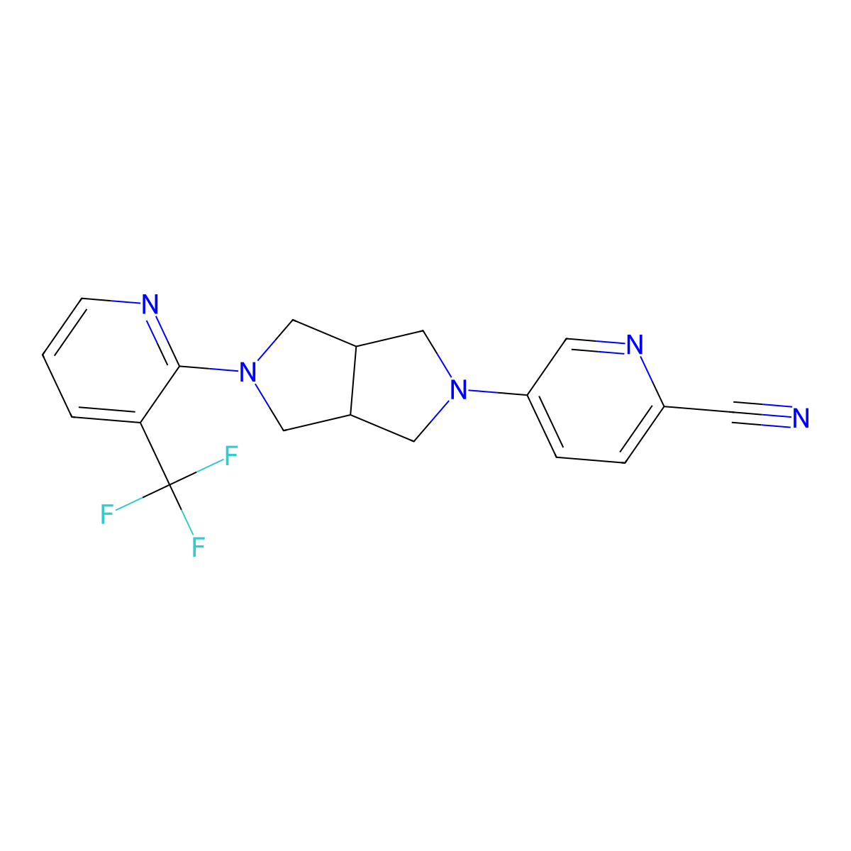 5-{5-[3-(Trifluoromethyl)pyridin-2-yl]-octahydropyrrolo[3,4-c]pyrrol-2-yl}pyridine-2-carbonitrile molecular structure, CAS 2741955-30-4