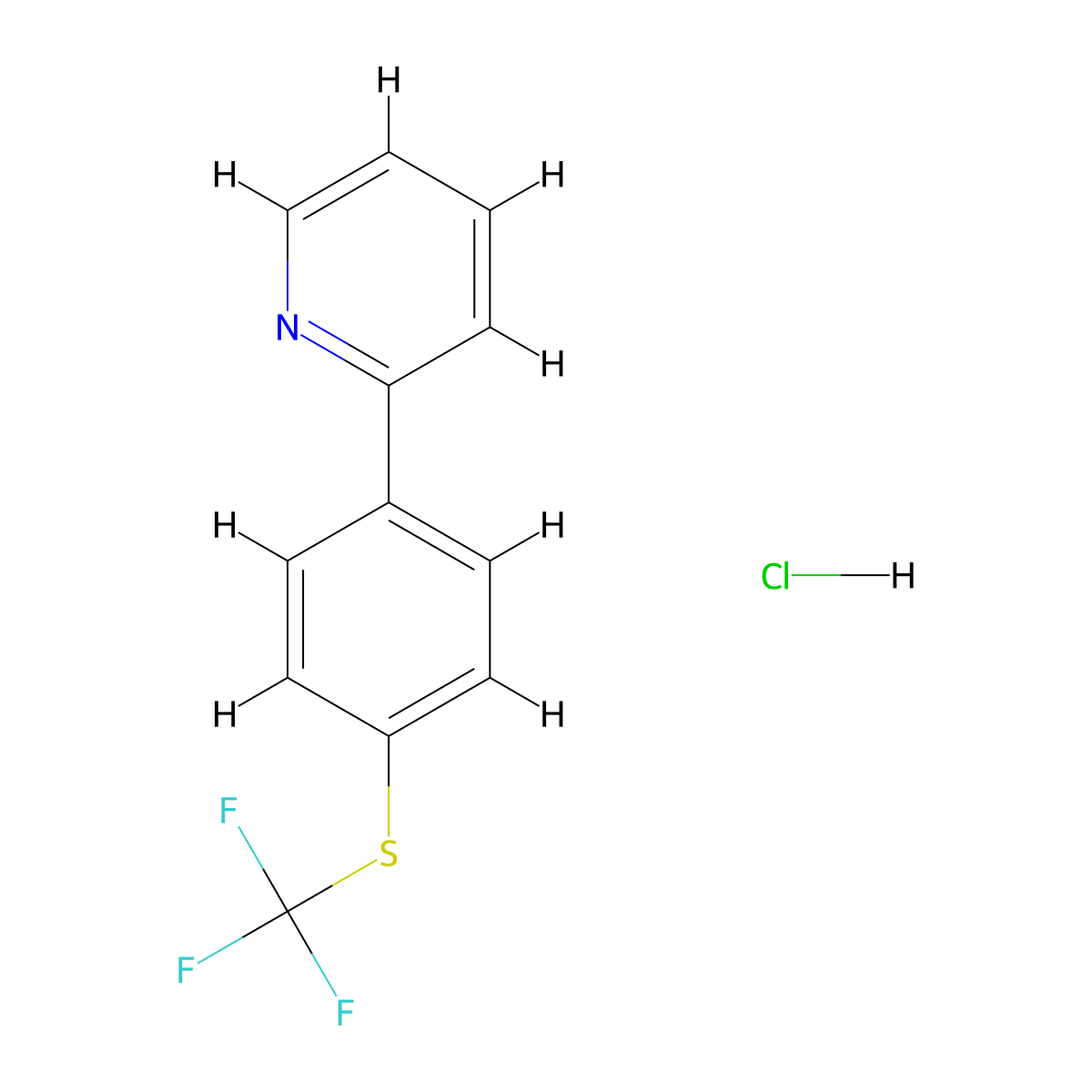 2-{4-[(Trifluoromethyl)sulfanyl]phenyl}pyridine hydrochloride molecular structure, CAS 2741955-31-5