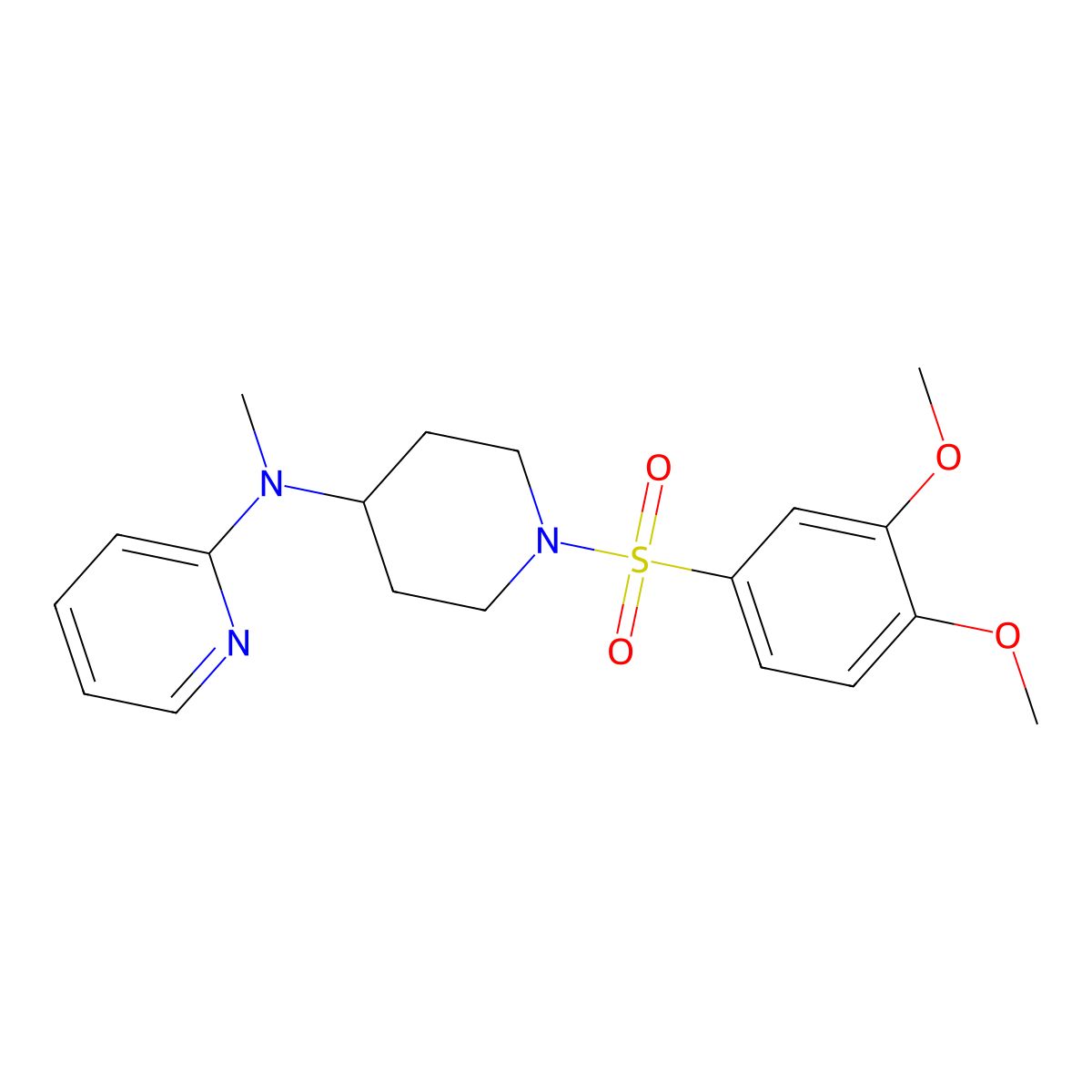 N-[1-(3,4-dimethoxybenzenesulfonyl)piperidin-4-yl]-N-methylpyridin-2-amine molecular structure, CAS 2741955-33-7