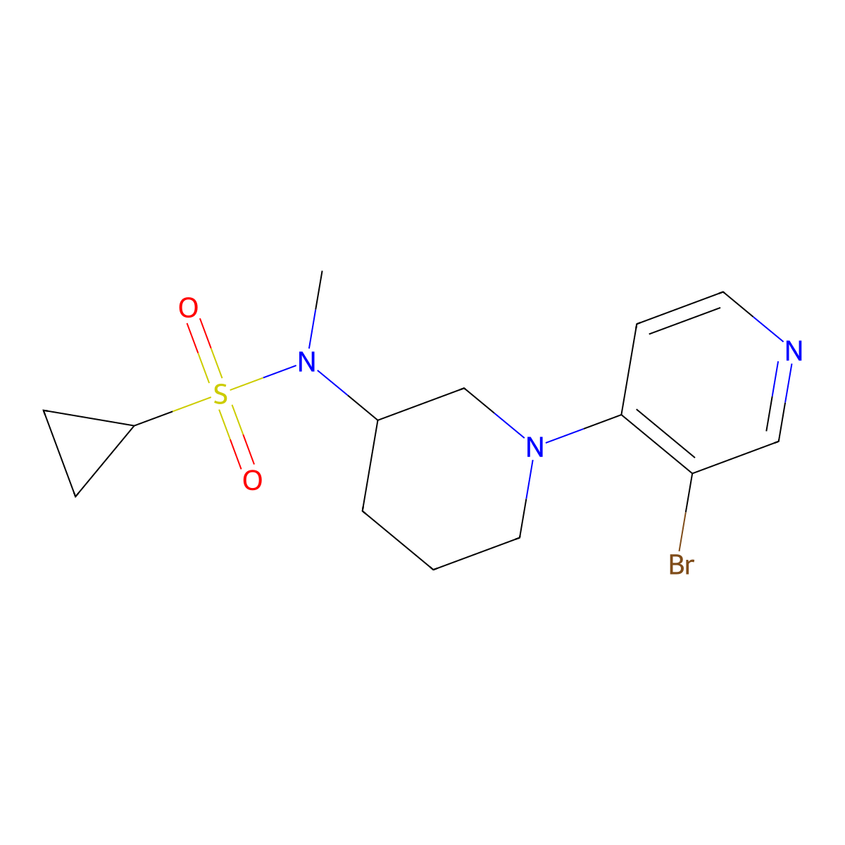 N-[1-(3-bromopyridin-4-yl)piperidin-3-yl]-N-methylcyclopropanesulfonamide molecular structure, CAS 2741955-36-0