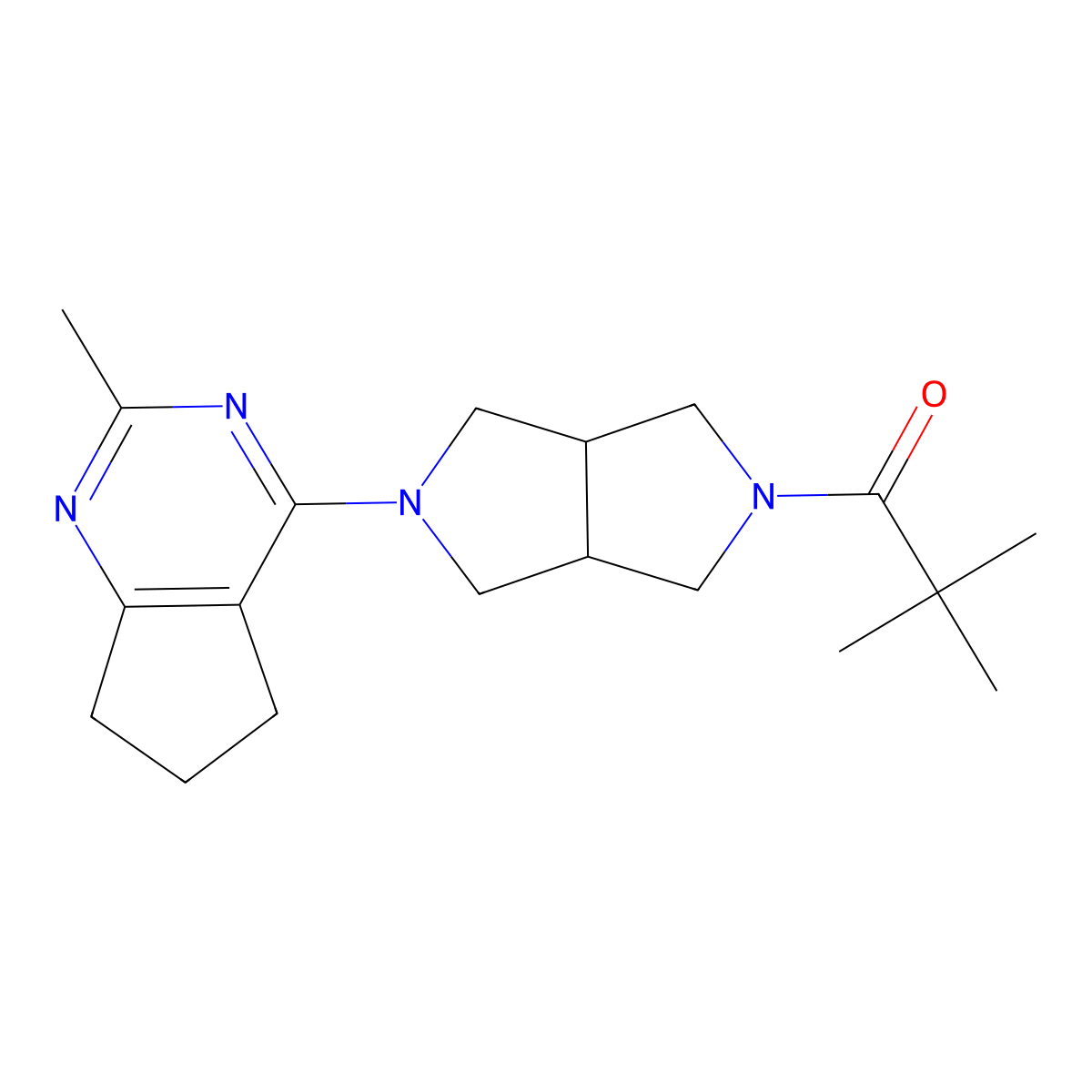 2,2-dimethyl-1-(5-{2-methyl-5H,6H,7H-cyclopenta[d]pyrimidin-4-yl}-octahydropyrrolo[3,4-c]pyrrol-2-yl)propan-1-one molecular structure, CAS 2741955-37-1