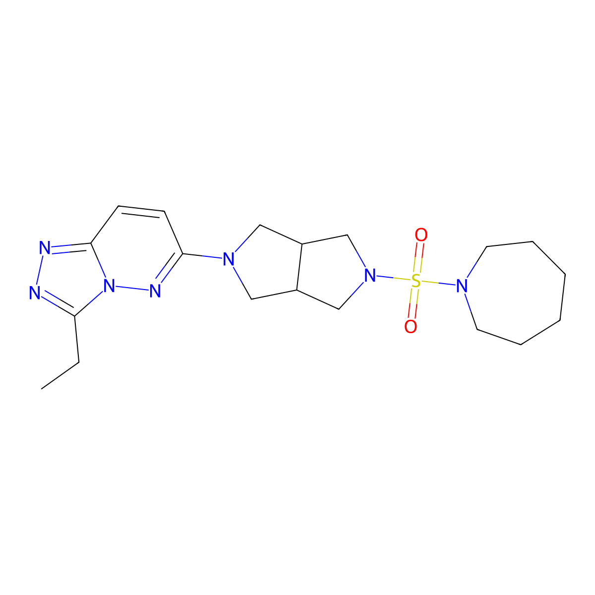 1-[(5-{3-Ethyl-[1,2,4]triazolo[4,3-b]pyridazin-6-yl}-octahydropyrrolo[3,4-c]pyrrol-2-yl)sulfonyl]azepane molecular structure, CAS 2741955-42-8