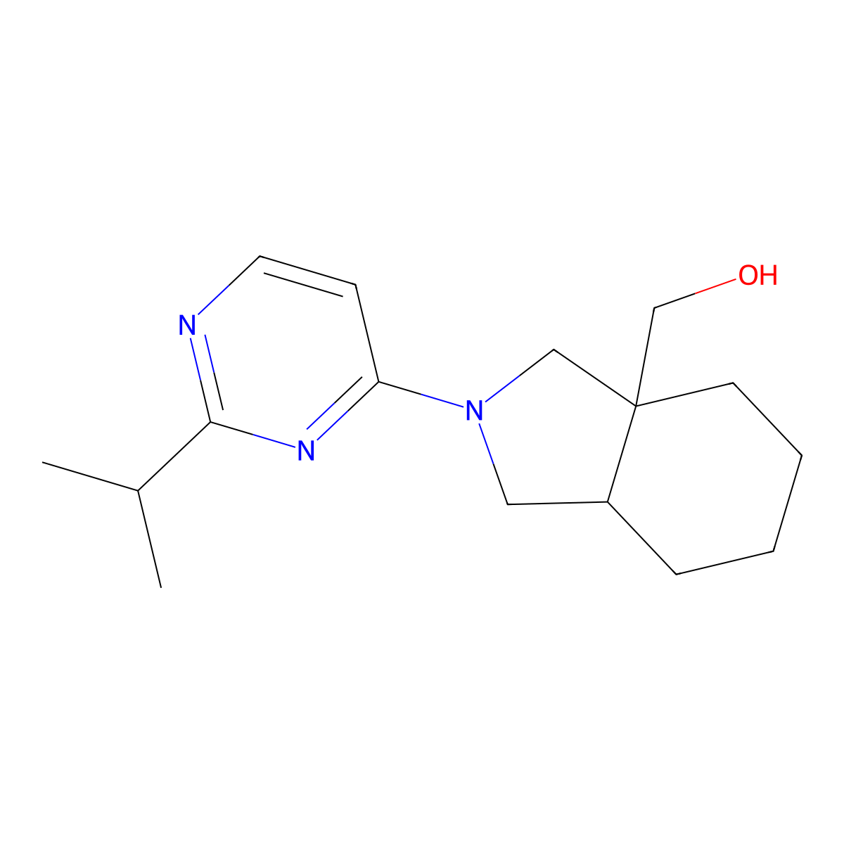 {2-[2-(propan-2-yl)pyrimidin-4-yl]-octahydro-1H-isoindol-3a-yl}methanol molecular structure, CAS 2741955-46-2