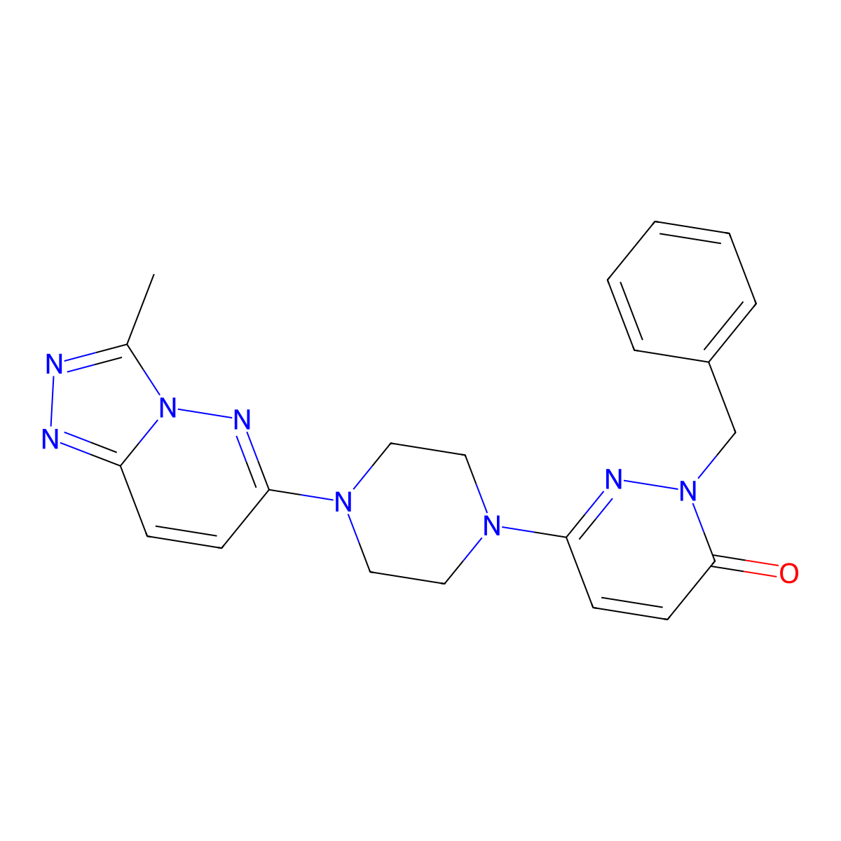 2-Benzyl-6-(4-{3-methyl-[1,2,4]triazolo[4,3-b]pyridazin-6-yl}piperazin-1-yl)-2,3-dihydropyridazin-3-one molecular structure, CAS 2741955-49-5