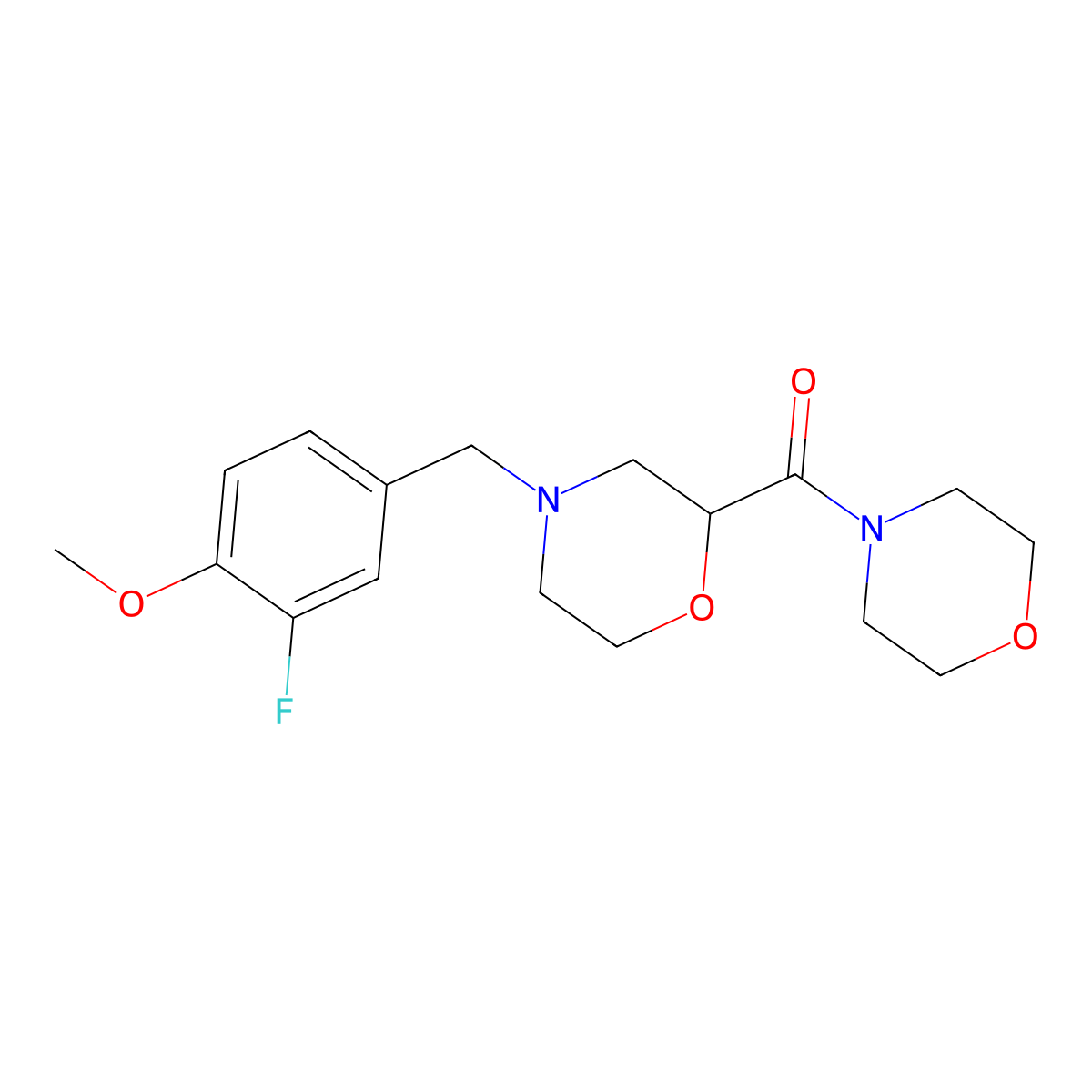 4-[(3-Fluoro-4-methoxyphenyl)methyl]-2-(morpholine-4-carbonyl)morpholine molecular structure, CAS 2741955-53-1