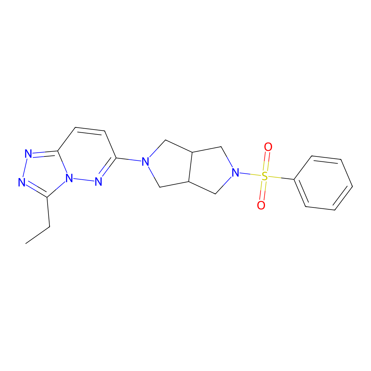 6-[5-(Benzenesulfonyl)-octahydropyrrolo[3,4-c]pyrrol-2-yl]-3-ethyl-[1,2,4]triazolo[4,3-b]pyridazine molecular structure, CAS 2741955-54-2